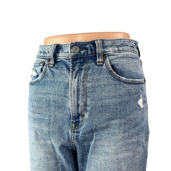 Abercrombie & Fitch The Ankle Straight Blue Ultra High Rise Patchwork Jeans 28 - Picture 3 of 6